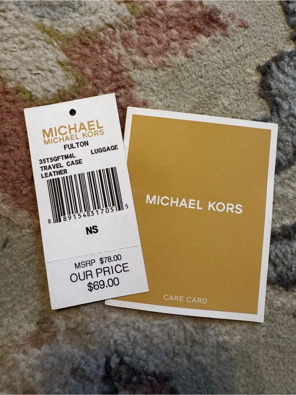 Michael Kors Brown Leather Cosmetic Pouch with Gold Logo